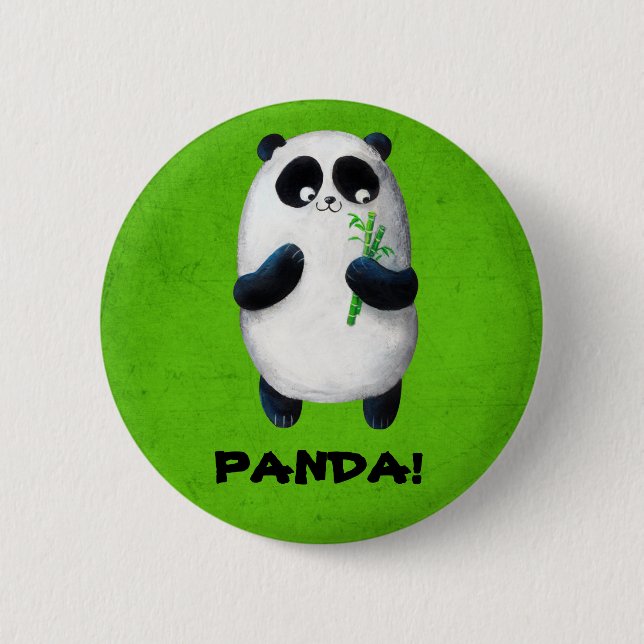 Macaron Rond 5 Cm J'aime le panda (Devant)