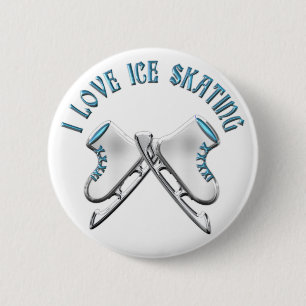 Macaron Rond 5 Cm J'aime le patinage de glace