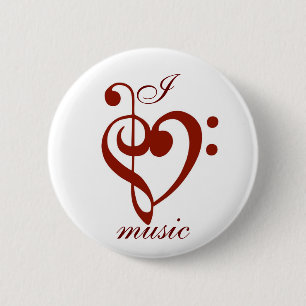 Macaron Rond 5 Cm J'aime le Pin de musique
