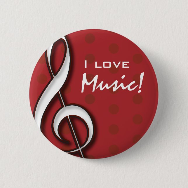 Macaron Rond 5 Cm J'aime le Pin de musique (Devant)