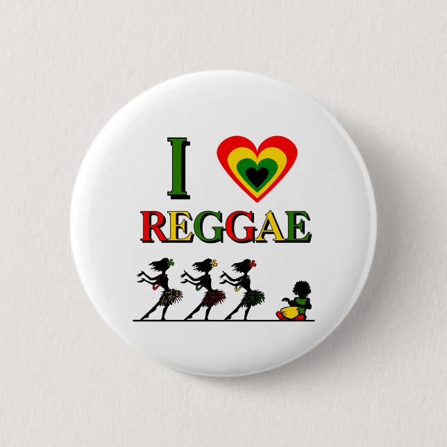Macaron Rond 5 Cm J'aime le reggae (Devant)
