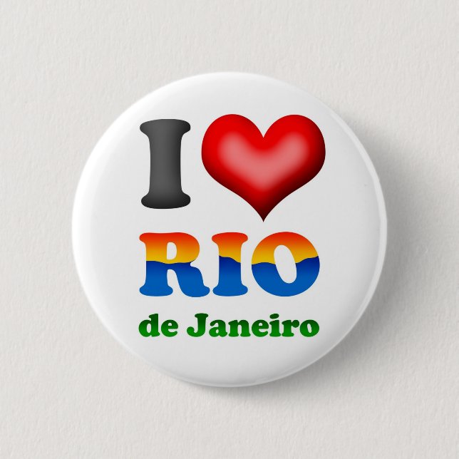 Macaron Rond 5 Cm J'aime le Rio de Janeiro, Brésil la ville (Devant)