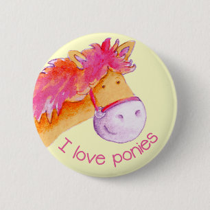 Macaron Rond 5 Cm J'aime le rose et le jaune d'insigne de bouton de