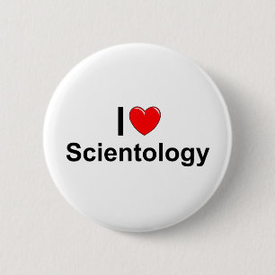 Macaron Rond 5 Cm J'aime le Scientology (de coeur)