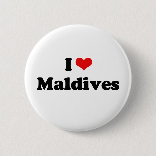 Macaron Rond 5 Cm J'aime le T-shirt des Maldives (Devant)