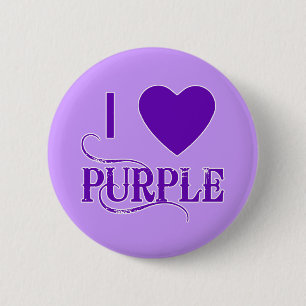 Macaron Rond 5 Cm J'aime le violet au coeur pourpre