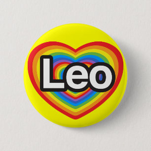 Macaron Rond 5 Cm J'aime Leo. Je t'aime Leo. Cœur