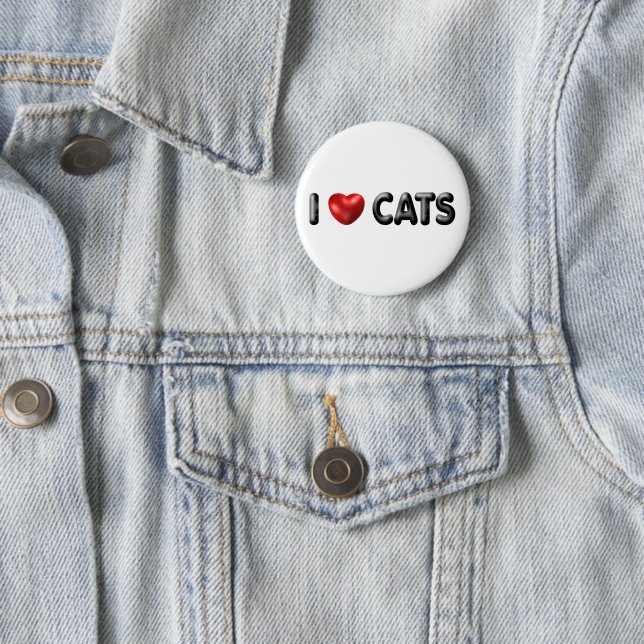 Macaron Rond 5 Cm J'aime les chats (En situation)
