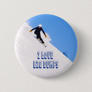 Macaron Rond 5 Cm J'Aime Les Grosses Bandes Neige Ski À La Descente
