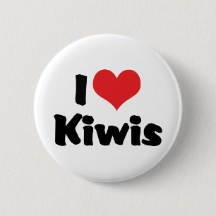 Macaron Rond 5 Cm J'aime les kiwis à coeur - Amateur de kiwi