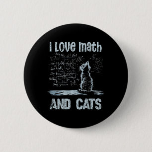 Macaron Rond 5 Cm J'aime les maths et les chats drôle amateur de cha