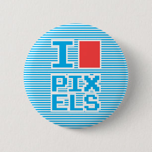 Macaron Rond 5 Cm J'Aime Les Pixels, Jouant Avec La Collection Des G