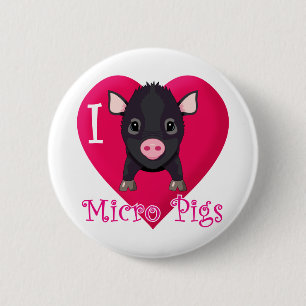 Macaron Rond 5 Cm J'aime les porcs micro