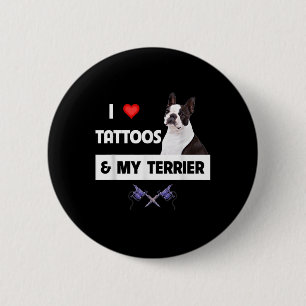 Macaron Rond 5 Cm J'Aime Les Tatouages Et Ma Frontière Collie Chien