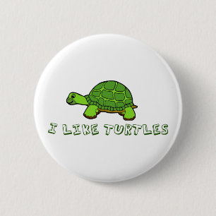 Macaron Rond 5 Cm J'Aime Les Tortues Green Mate