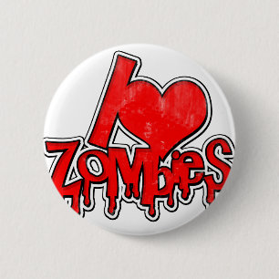 Macaron Rond 5 Cm J'aime les zombies