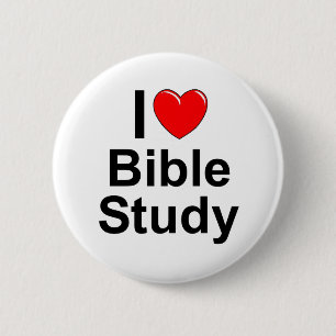 Macaron Rond 5 Cm J'aime l'étude de bible (de coeur)