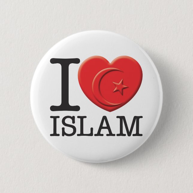 Macaron Rond 5 Cm J'aime l'Islam (Devant)