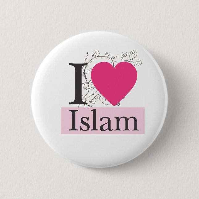Macaron Rond 5 Cm j'aime l'Islam (Devant)