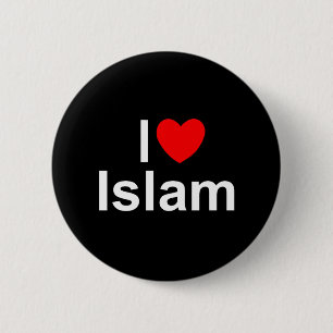 Macaron Rond 5 Cm J'aime l'Islam (de coeur)