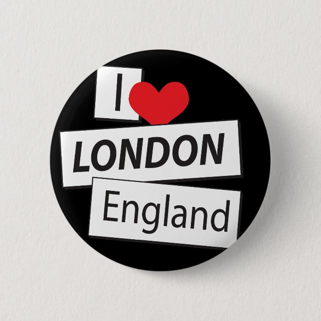 Macaron Rond 5 Cm J'aime Londres Angleterre (Devant)