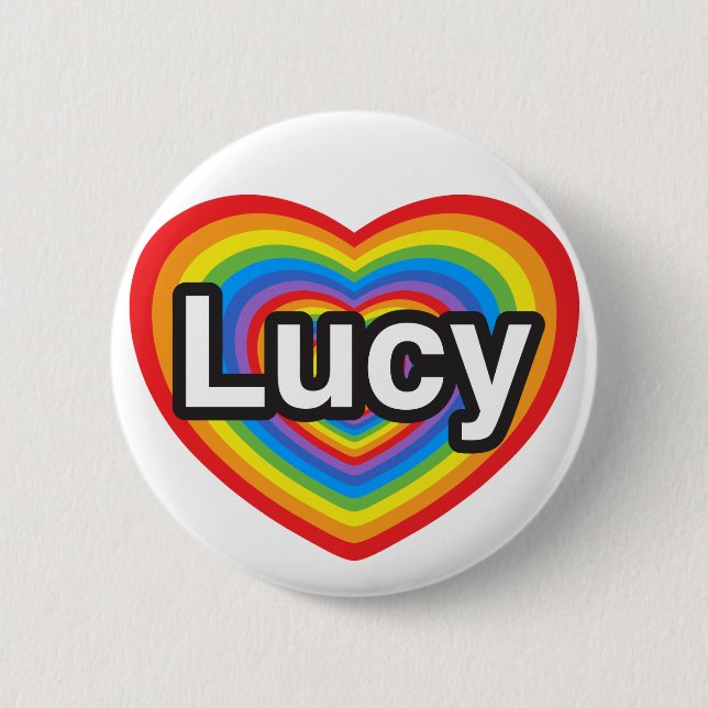 Macaron Rond 5 Cm J'aime Lucy. Je t'aime Lucy. Coeur (Devant)