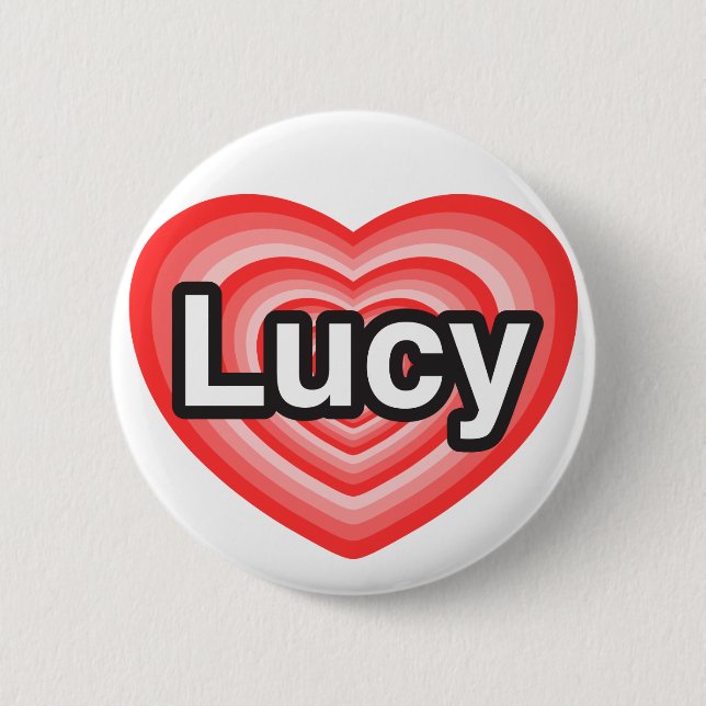 Macaron Rond 5 Cm J'aime Lucy. Je t'aime Lucy. Coeur (Devant)