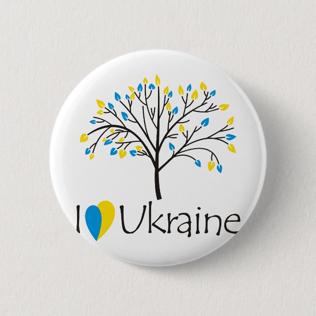 Macaron Rond 5 Cm J'aime l'Ukraine (Devant)