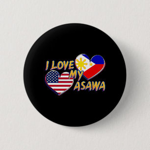 Macaron Rond 5 Cm J'Aime Ma Femme Philippine Américaine Filipino Asa