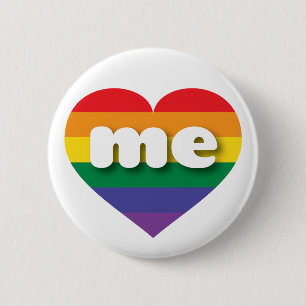 Macaron Rond 5 Cm J'aime Maine Gay pride Rainbow Heart