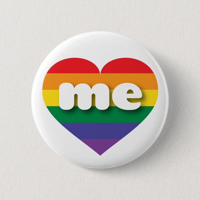 Macaron Rond 5 Cm J'aime Maine Gay pride Rainbow Heart (Devant)