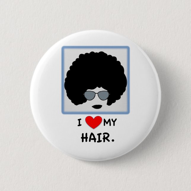 Macaron Rond 5 Cm J'aime mes cheveux - Afro (Devant)