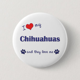 Macaron Rond 5 Cm J'aime mes chiwawas (les chiens multiples)