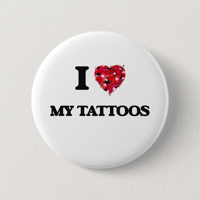 Macaron Rond 5 Cm J'aime mes tatouages (Devant)