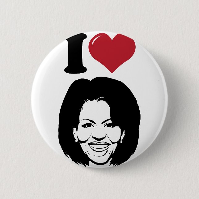 Macaron Rond 5 Cm J'aime Michelle Obama (Devant)