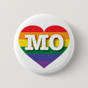Macaron Rond 5 Cm J'aime Missouri Gay pride Rainbow Heart
