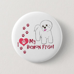 Macaron Rond 5 Cm J'Aime Mon Bichon Frise !