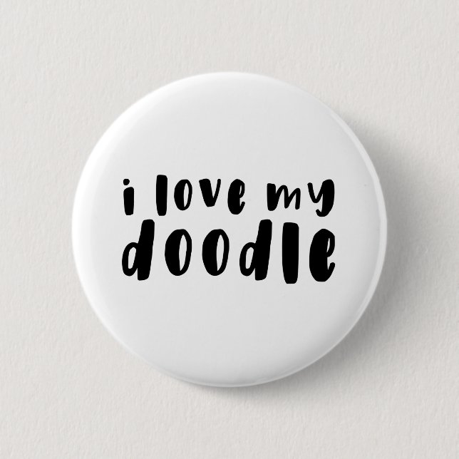 Macaron Rond 5 Cm J'aime mon bouton de Goldendoodle (Devant)