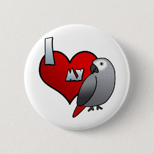 Macaron Rond 5 Cm J'aime mon bouton de gris africain du Congo