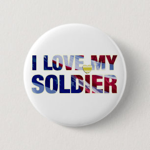 Macaron Rond 5 Cm J'aime mon bouton de soldat