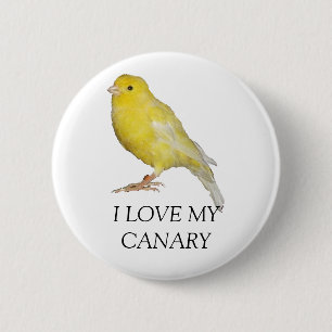 Macaron Rond 5 Cm J'AIME MON bouton JAUNE CANARI