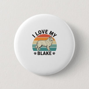 Macaron Rond 5 Cm J'aime mon chien Blake rétro gravure Design_1