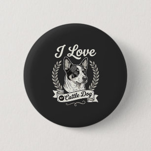 Macaron Rond 5 Cm J'aime mon chien de troupeau amateur de chien vint