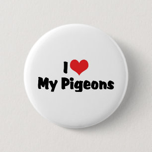 Macaron Rond 5 Cm J'aime mon cœur mes pigeons - Amoureux des oiseaux