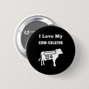 Macaron Rond 5 Cm J'Aime Mon Cow-culator Funny Math Calculator Pun