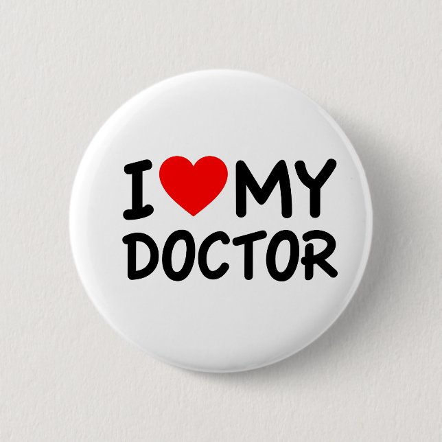 Macaron Rond 5 Cm J'aime mon docteur (Devant)