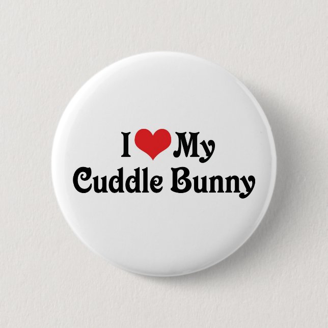 Macaron Rond 5 Cm J'Aime Mon Lapin De Cuddle (Devant)