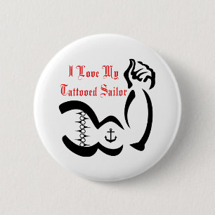 Macaron Rond 5 Cm J'aime mon marin de Tattoed
