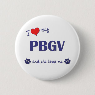 Macaron Rond 5 Cm J'aime mon PBGV (le chien femelle)
