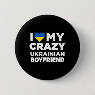 Macaron Rond 5 Cm J'aime mon petit ami ukrainien fou Mignon Ukraine 